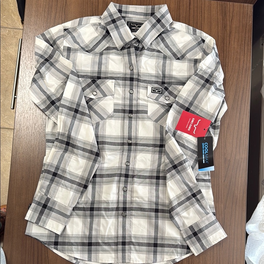 Kimes Ranch Gray and White Plaid Shirt